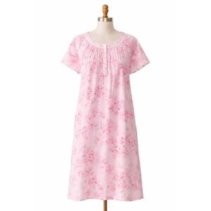 Aria Collection Nightgown Womens XL 16/18 Pink Floral Cotton Short Sleeve...